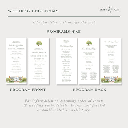 Boone Hall Wedding Template Bundle
