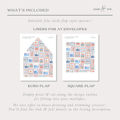 Nautical Postage Stamp Envelope Liner Template