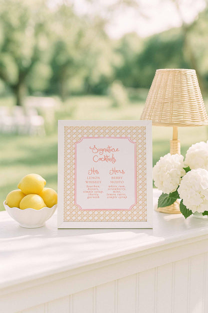 Whimsical Beach Wedding Bar Menu Template