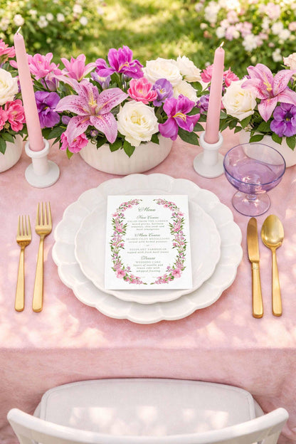 Purple Floral Wedding Menu Template
