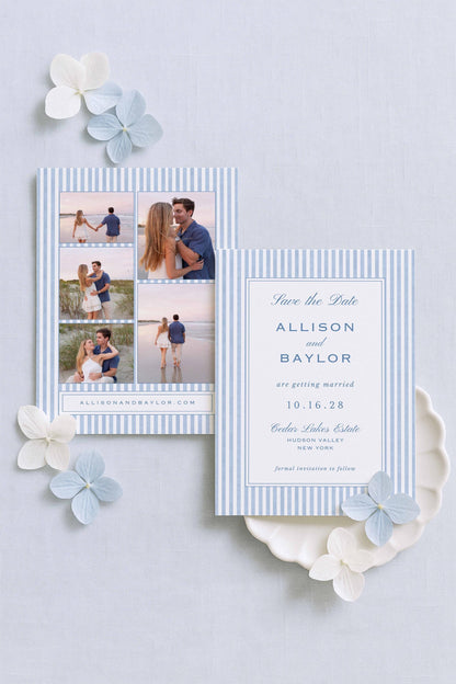 Blue Striped Save the Date Template