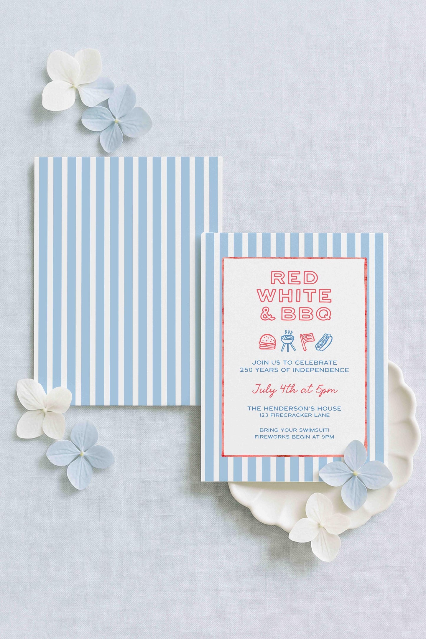 Red, White & BBQ Party Invitation Template