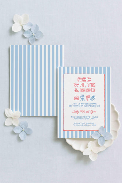 Red, White & BBQ Party Invitation Template
