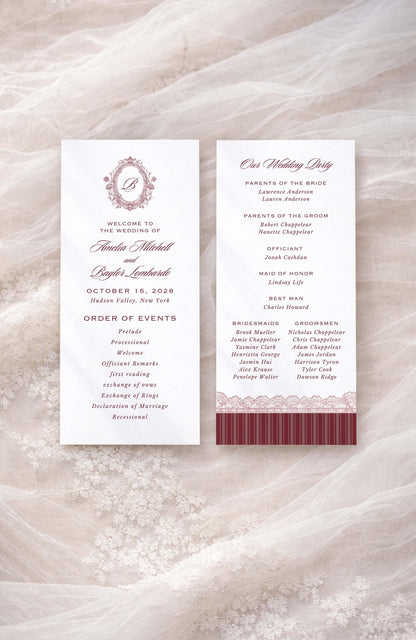 Vintage Lace Wedding Program Template