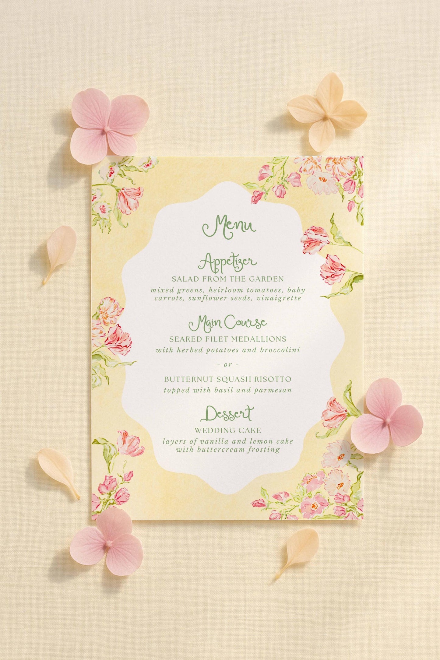Whimsical Garden Wedding Menu Template