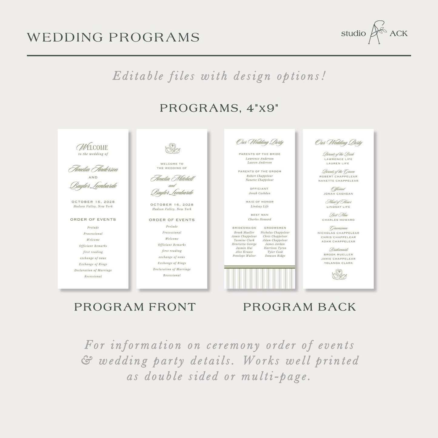 Old Money Striped Wedding Template Bundle