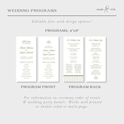 Old Money Striped Wedding Template Bundle