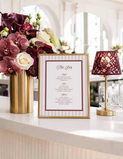 Vintage Lace Wedding Bar Menu Template