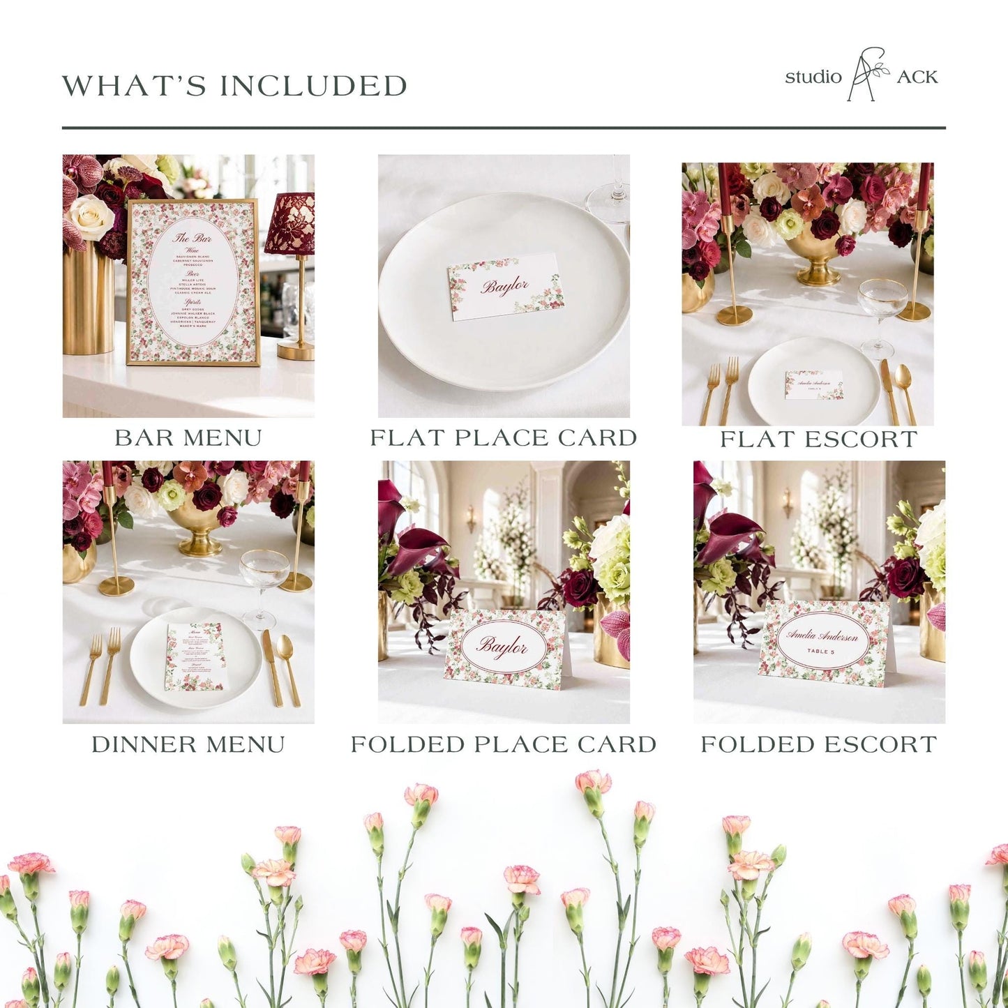 Dusty Pink Floral Wedding Template Bundle