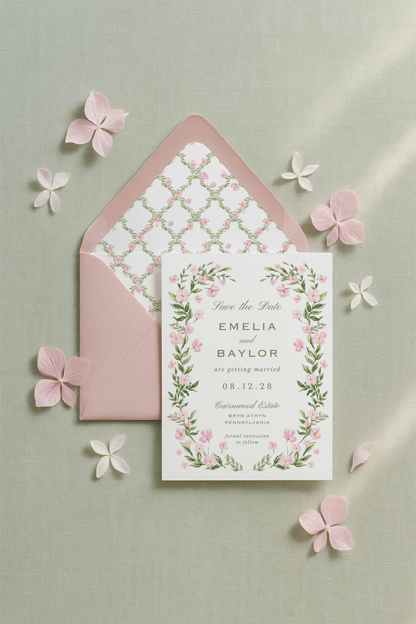 Watercolor Trellis Save the Date Template
