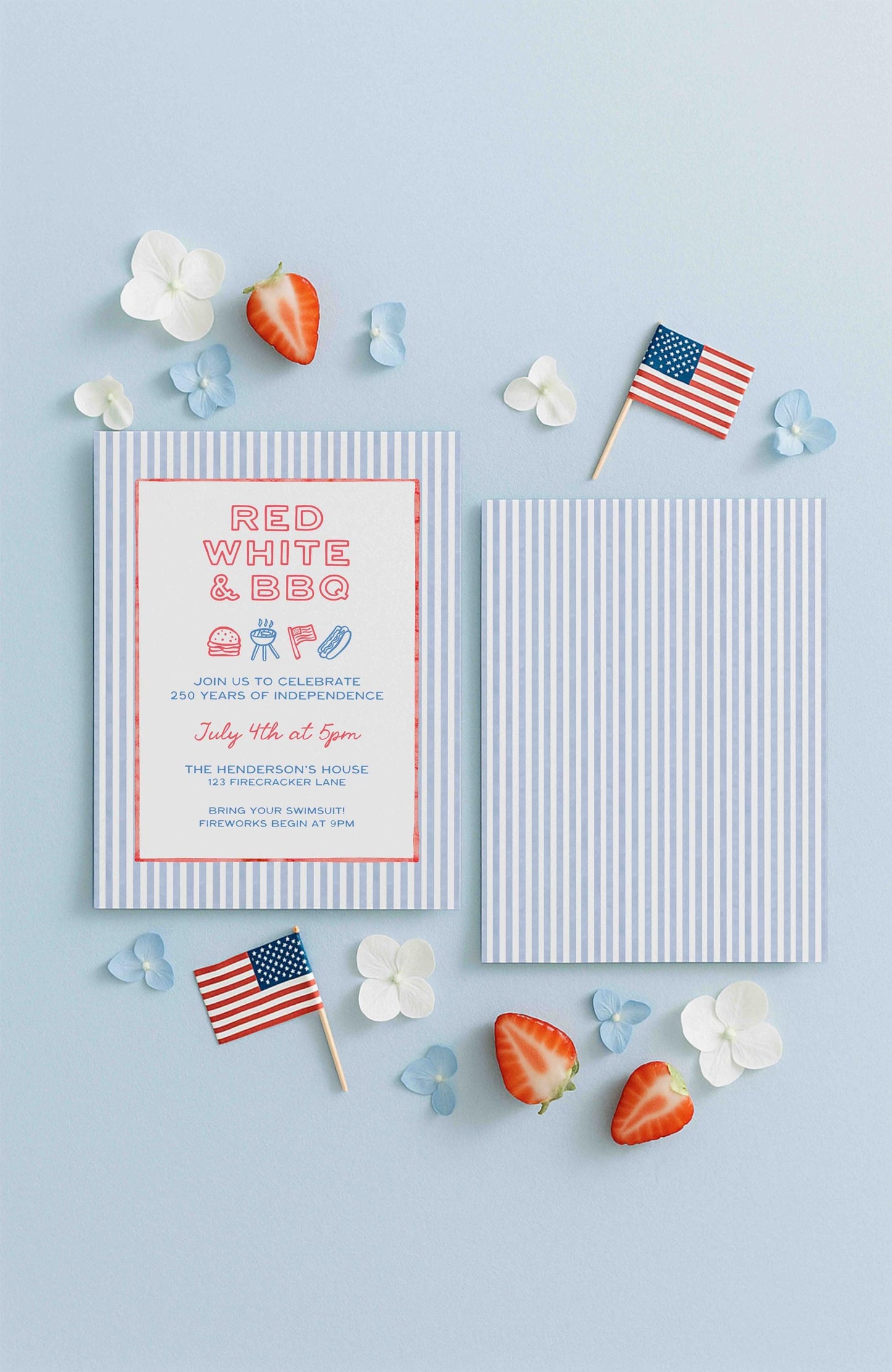 Red, White & BBQ Party Invitation Template