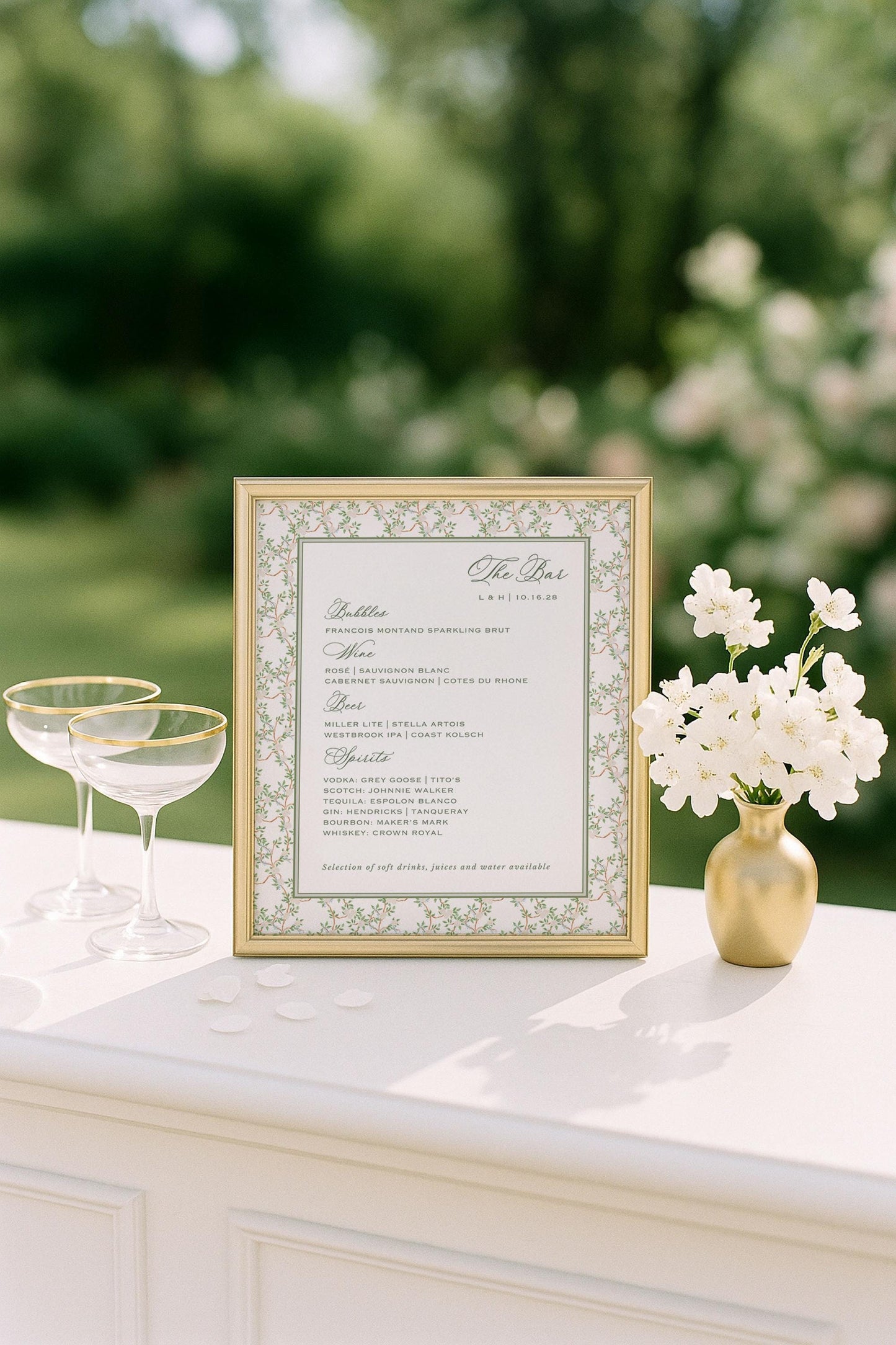 Neutral Chinoiserie Wedding Bar Menu Template