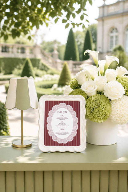 Vintage Lace Wedding Bar Menu Template