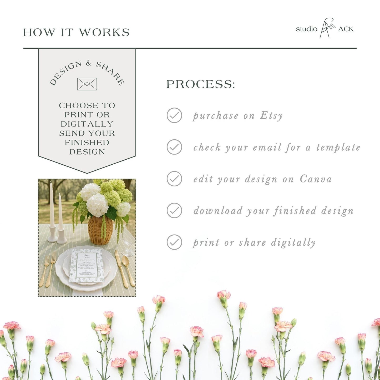 Southern Toile Wedding Menu Template