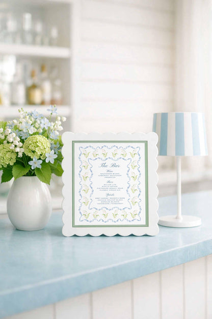 Blue Rattan Wedding Bar Menu Template