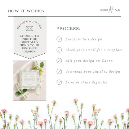Green Rattan Rehearsal Dinner Invitation