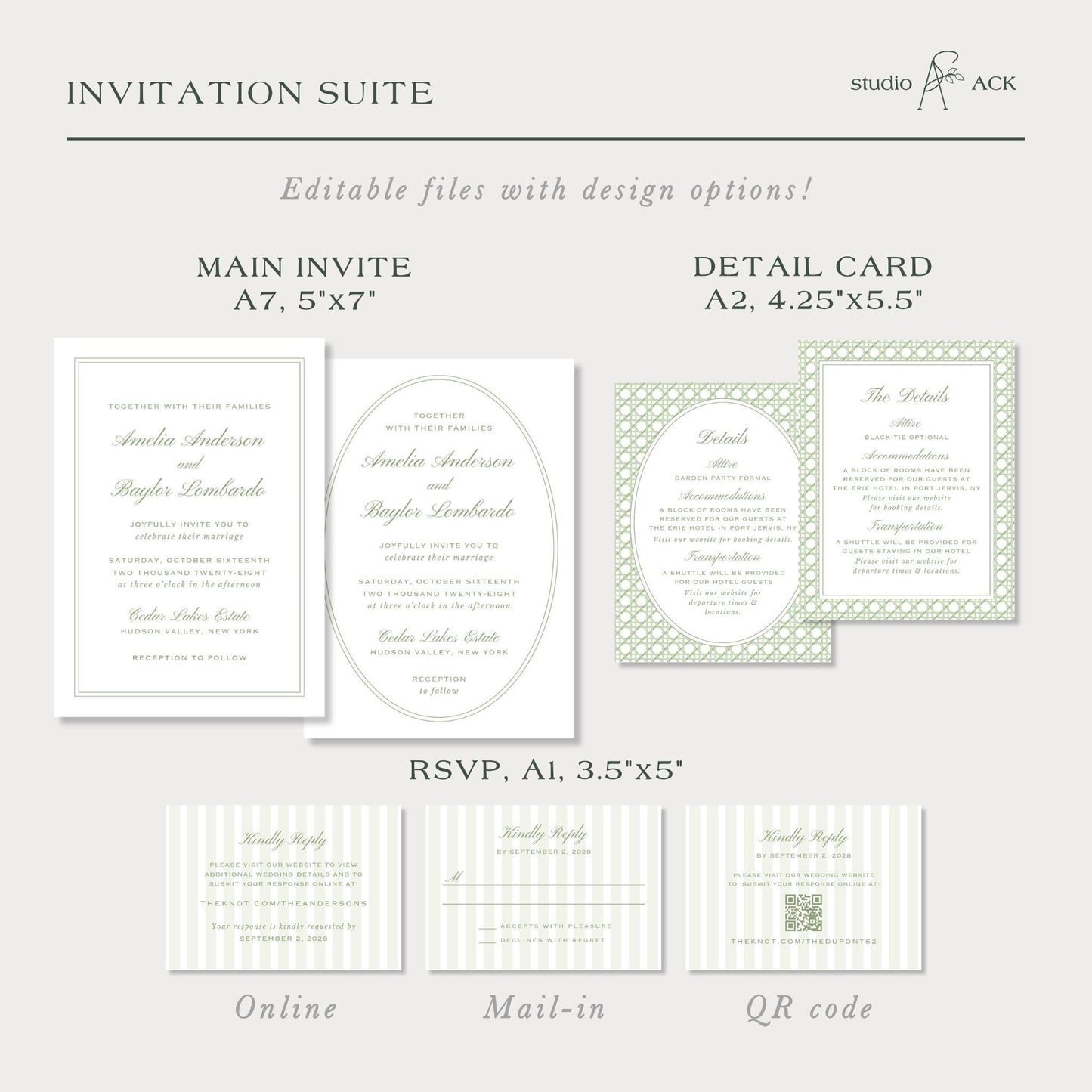 Green Rattan Wedding Template Bundle