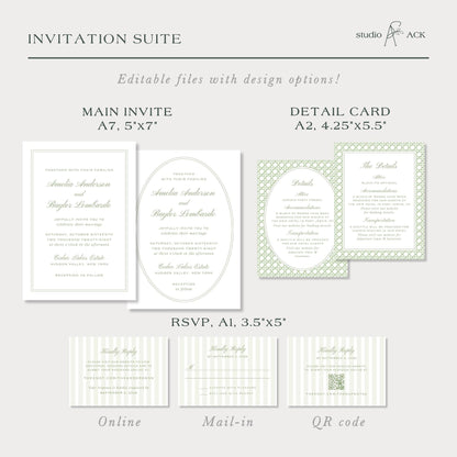 Green Rattan Wedding Template Bundle