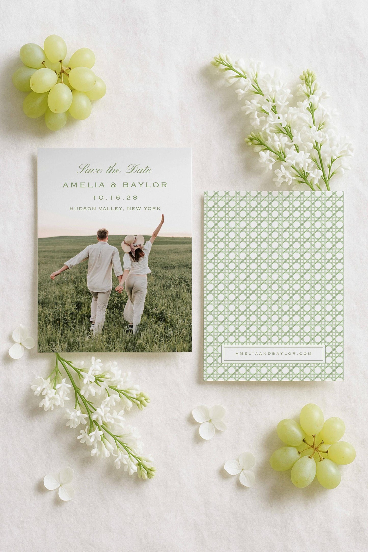 Green Rattan Save the Date Template