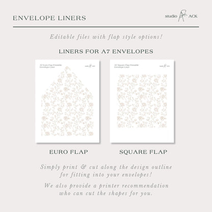 Neutral Floral Line Art Wedding Invitation Suite Template