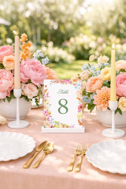 Colorful Floral Wedding Table Number Template