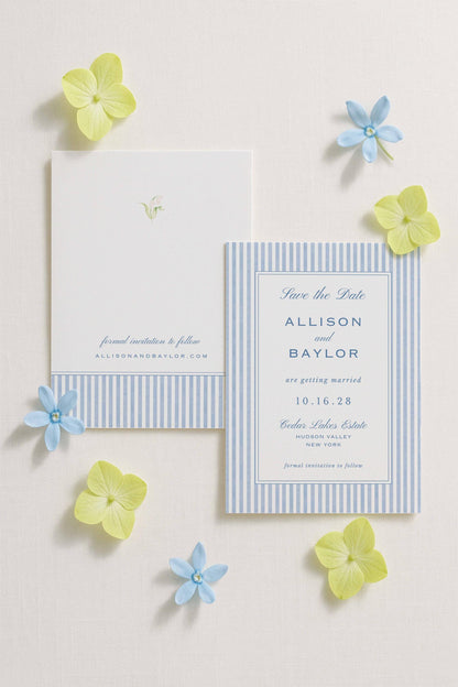 Blue Rattan Save the Date Template