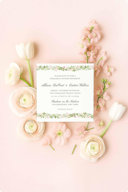 Hand-Painted Floral Rehearsal Dinner Invitation