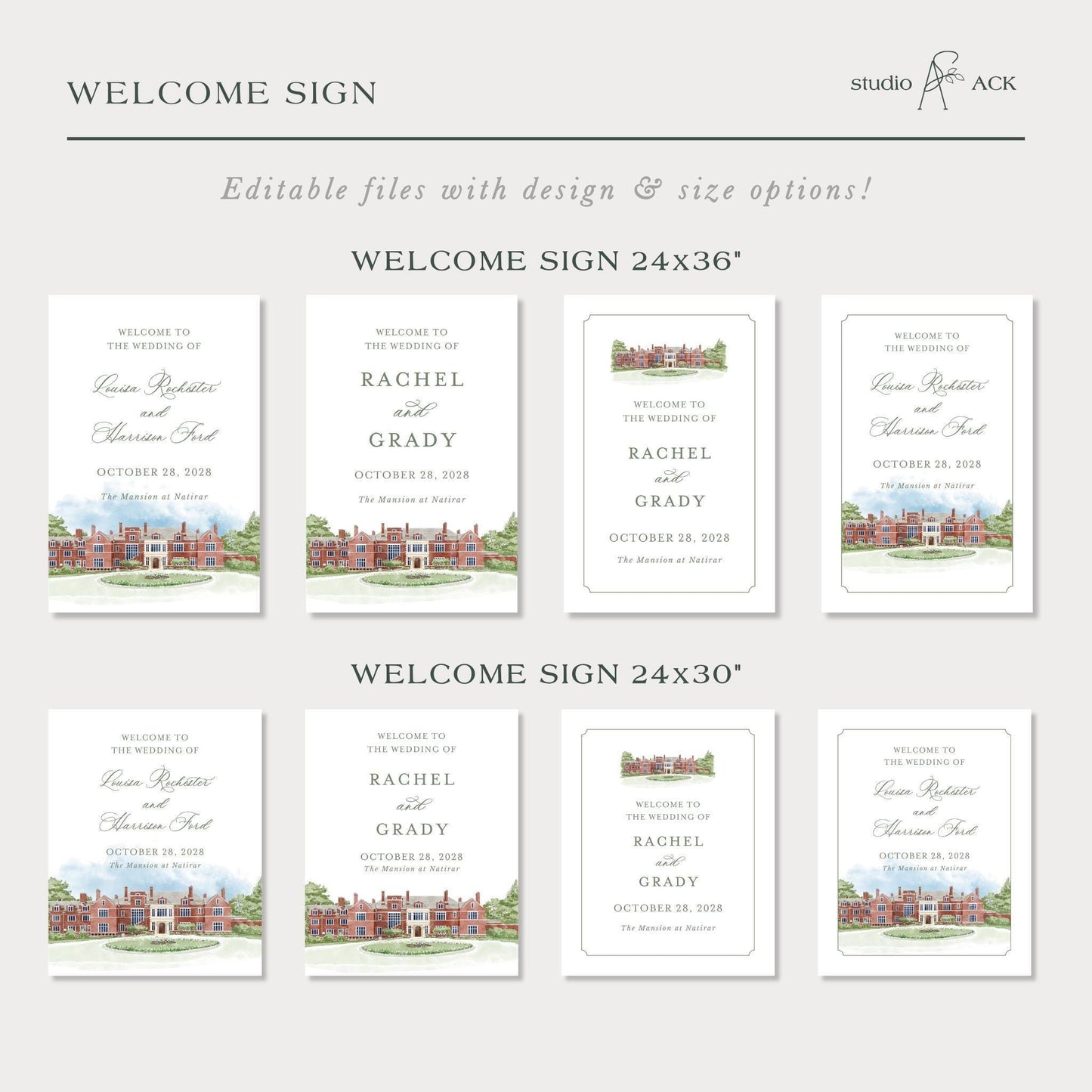 Mansion at Natirar Wedding Template Bundle