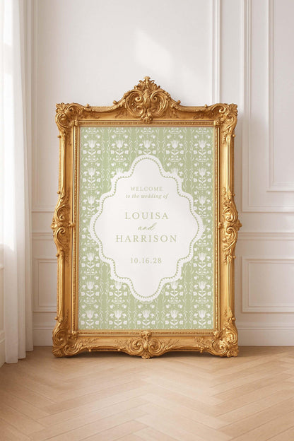 Grandmillennial Floral Wedding Welcome Sign Template