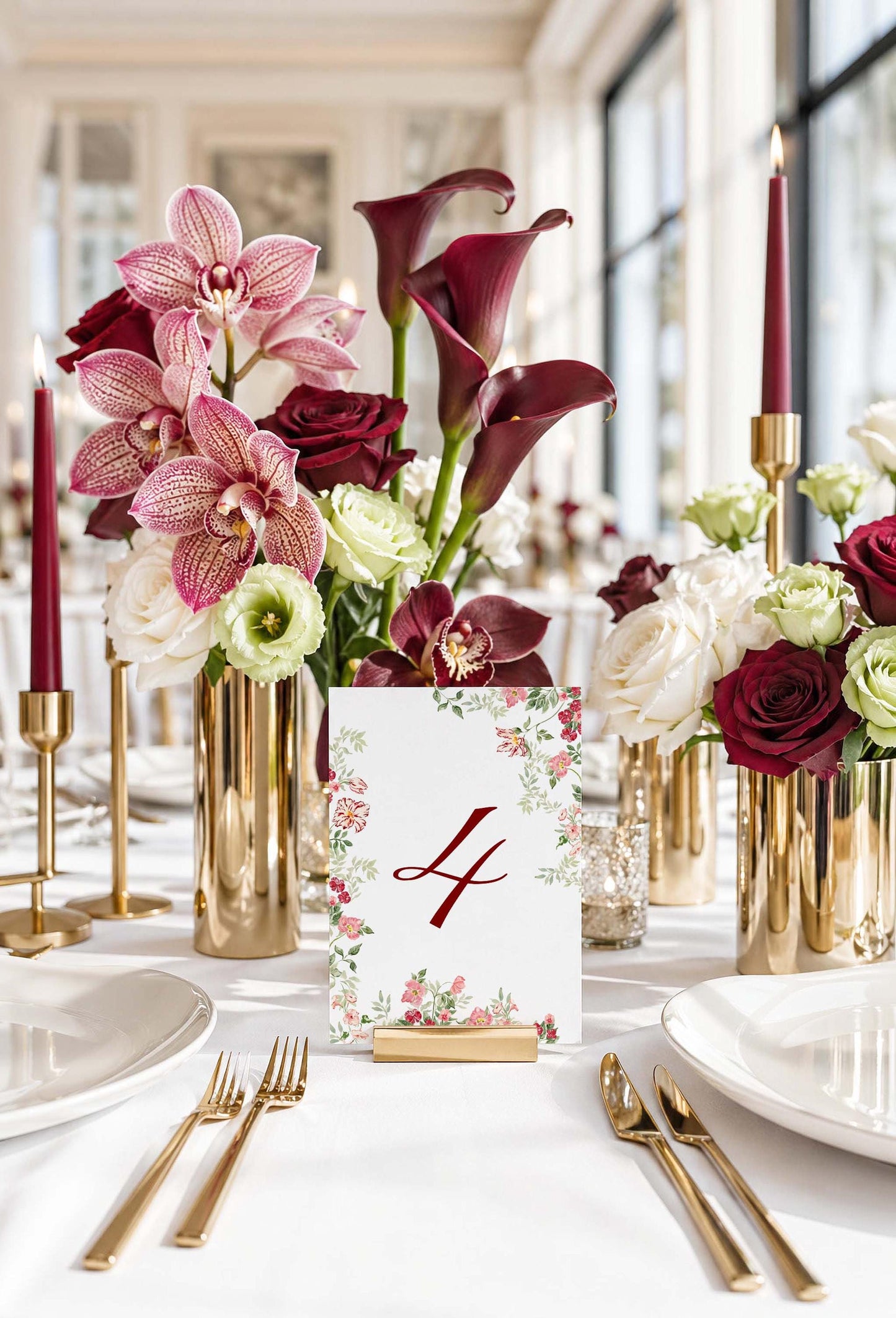 Dusty Pink Floral Wedding Table Number Template
