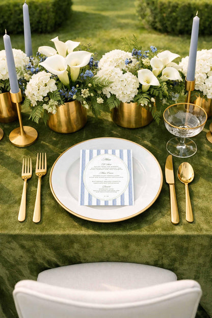 Blue, White & Green Wedding Menu Template
