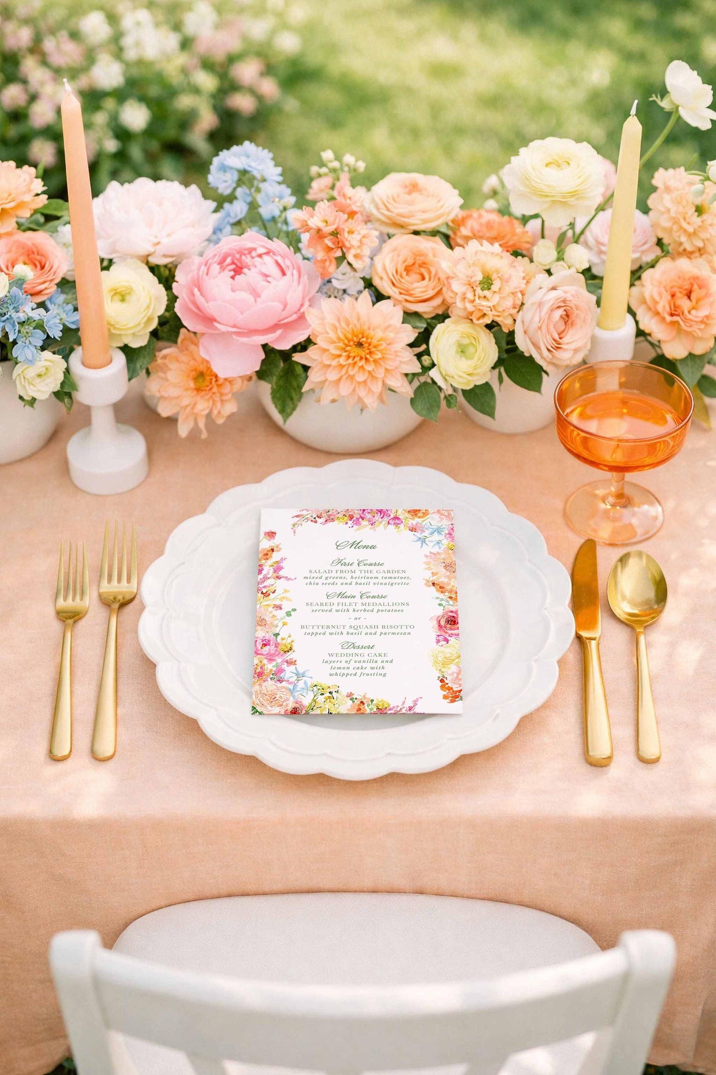Colorful Floral Wedding Menu Template