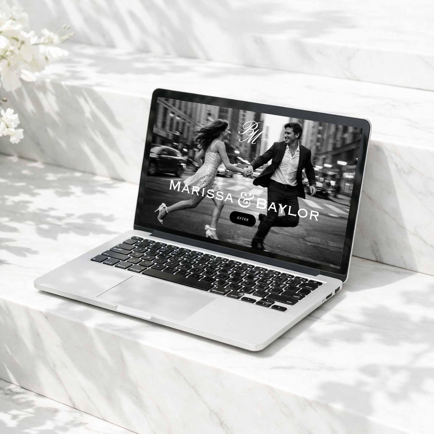 Old Money Striped Wedding Website Template