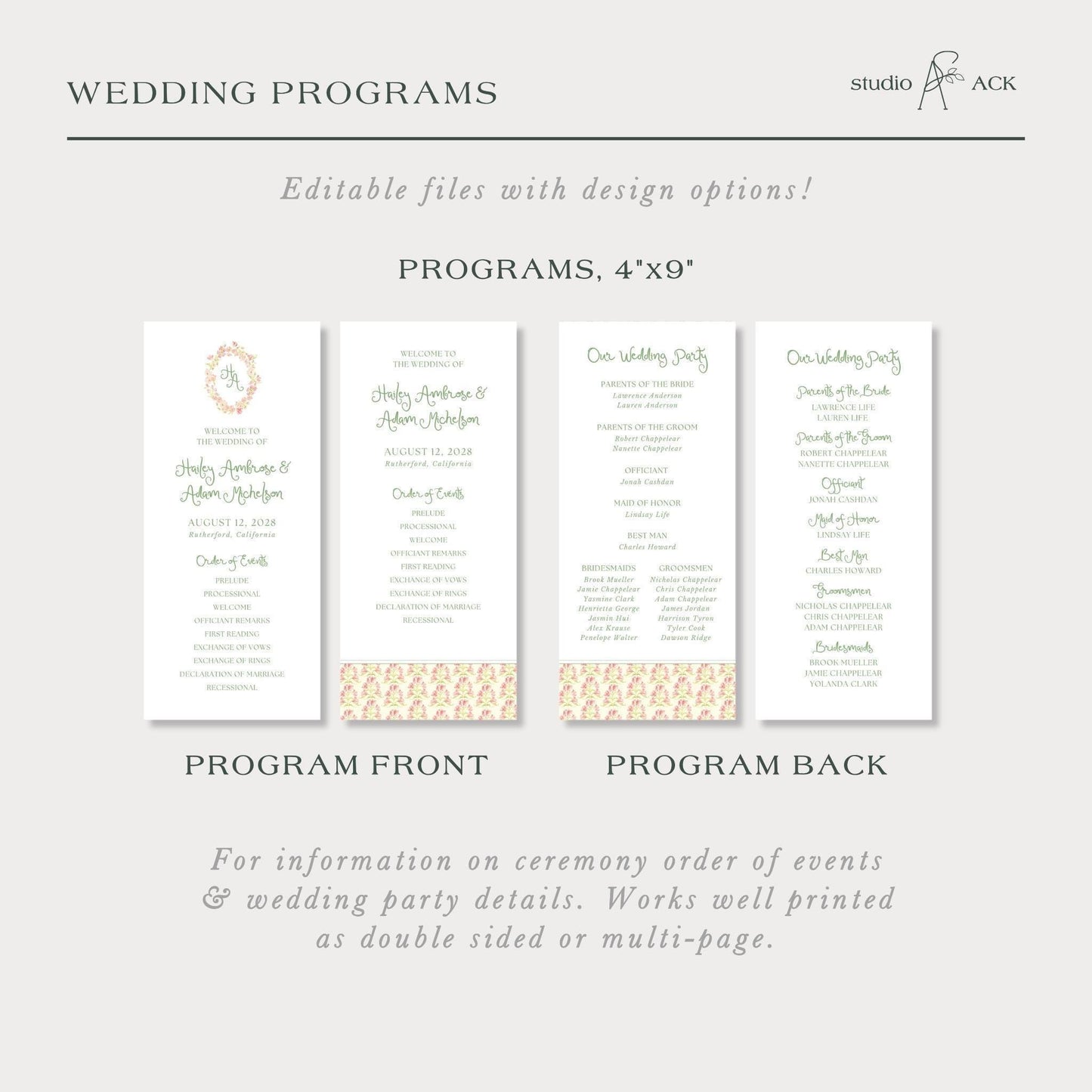 Whimsical Garden Wedding Program Template