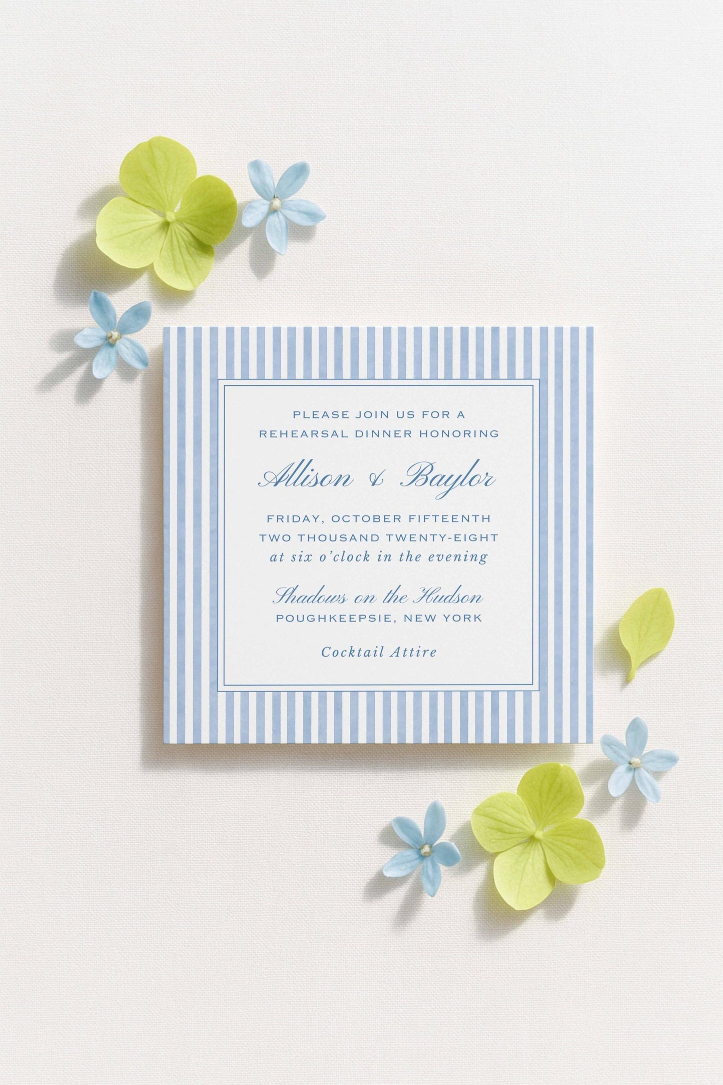 Blue Rattan Rehearsal Dinner Invitation