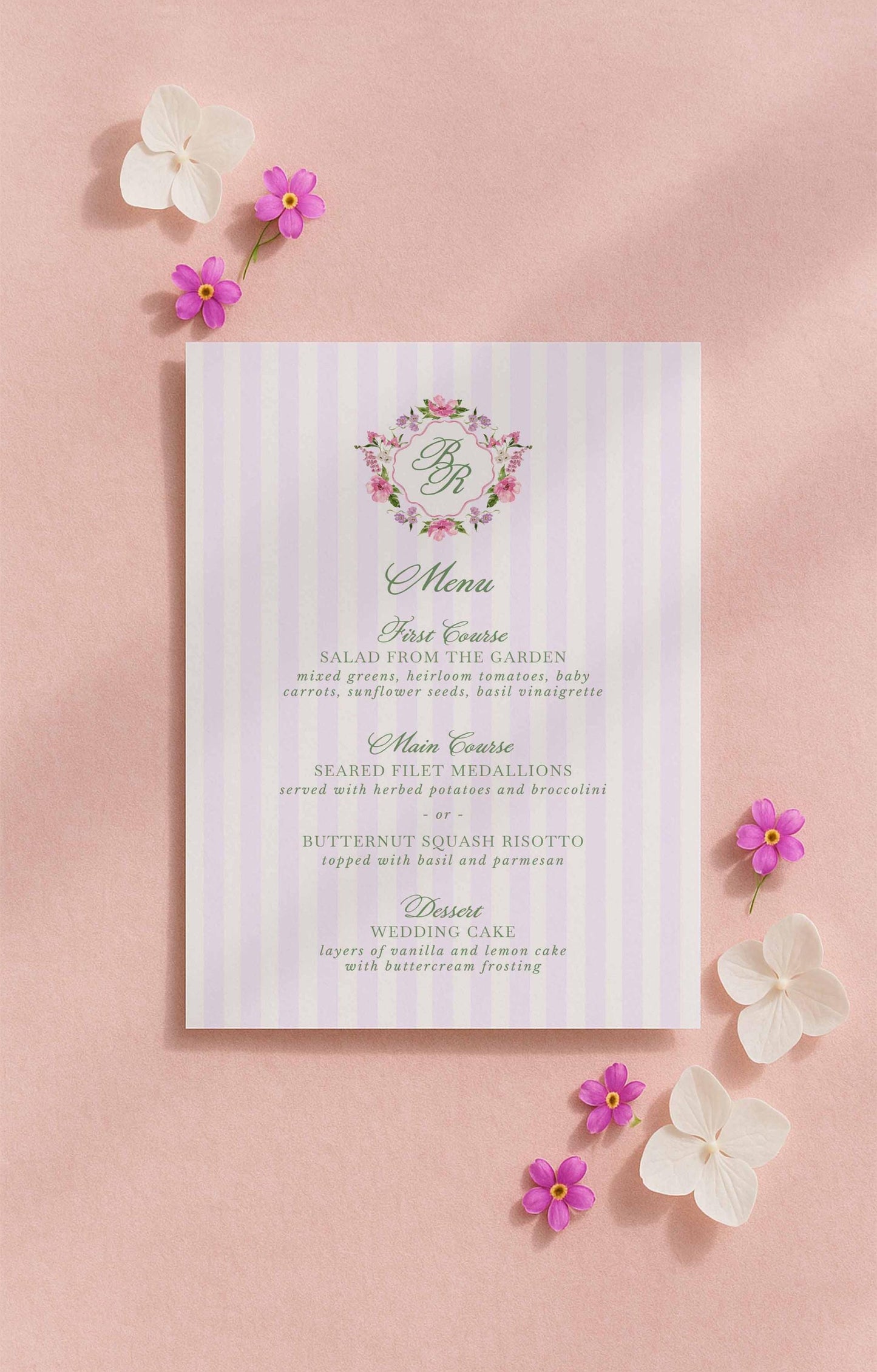 Purple Floral Wedding Menu Template