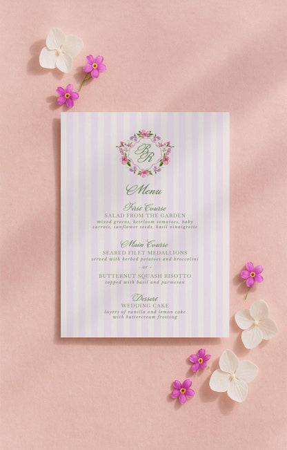 Purple Floral Wedding Menu Template