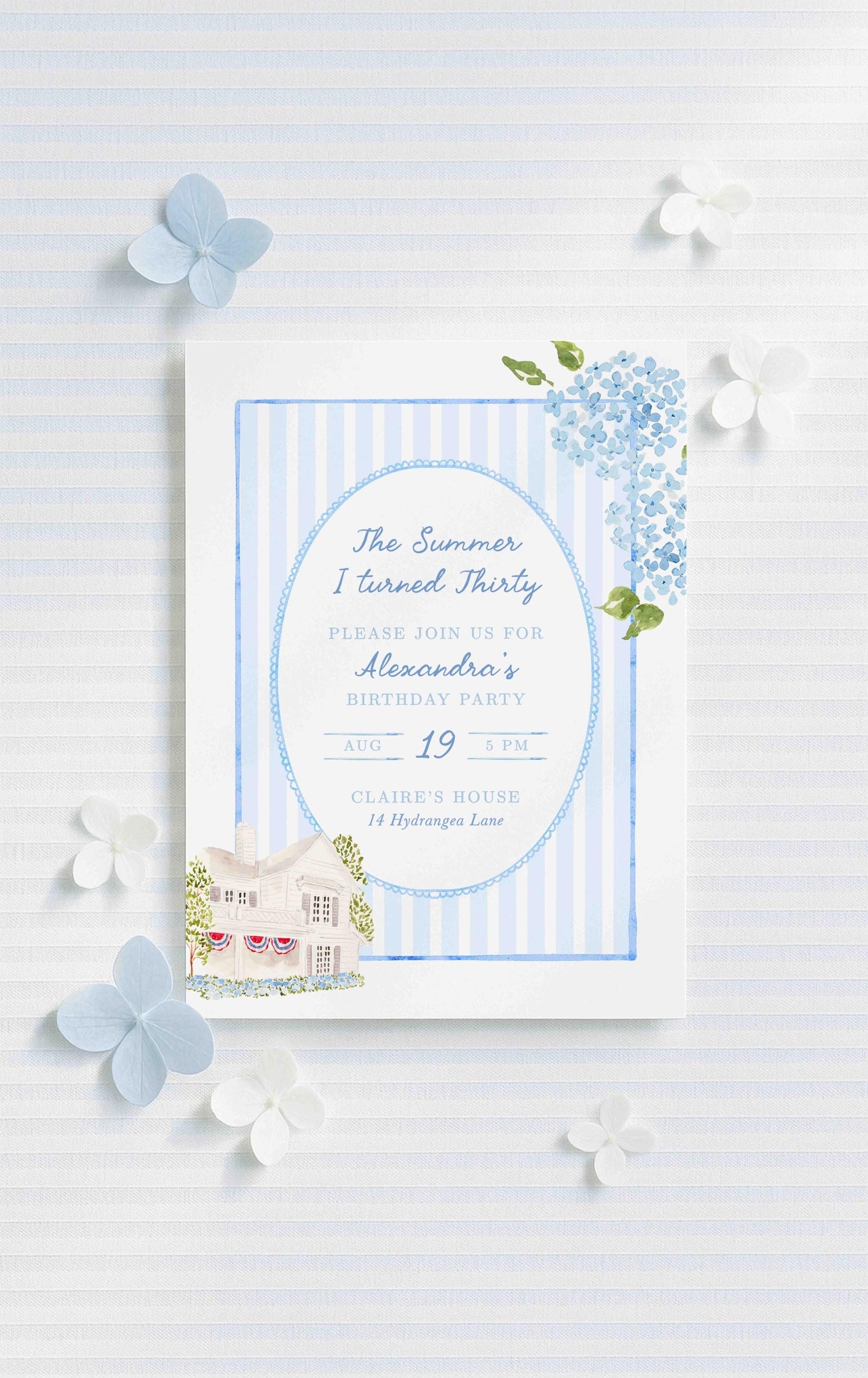 Hydrangea Birthday Invitation Template