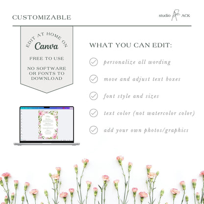 Purple Floral Wedding Menu Template