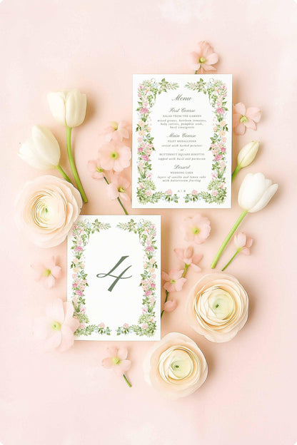 Hand-Painted Floral Wedding Menu Template
