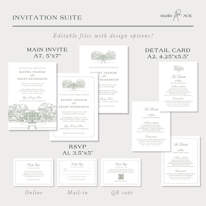 Legare Waring House Wedding Invitation Suite Template