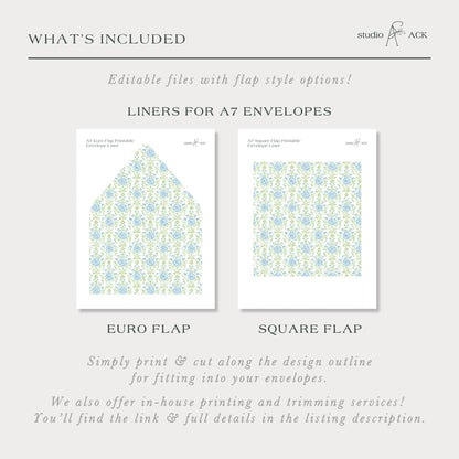 Grandmillennial Floral Envelope Liner Template