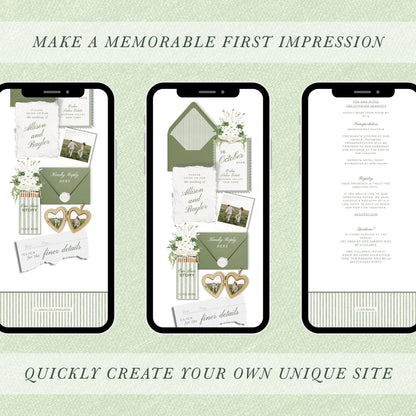 Green Striped Wedding Website Template