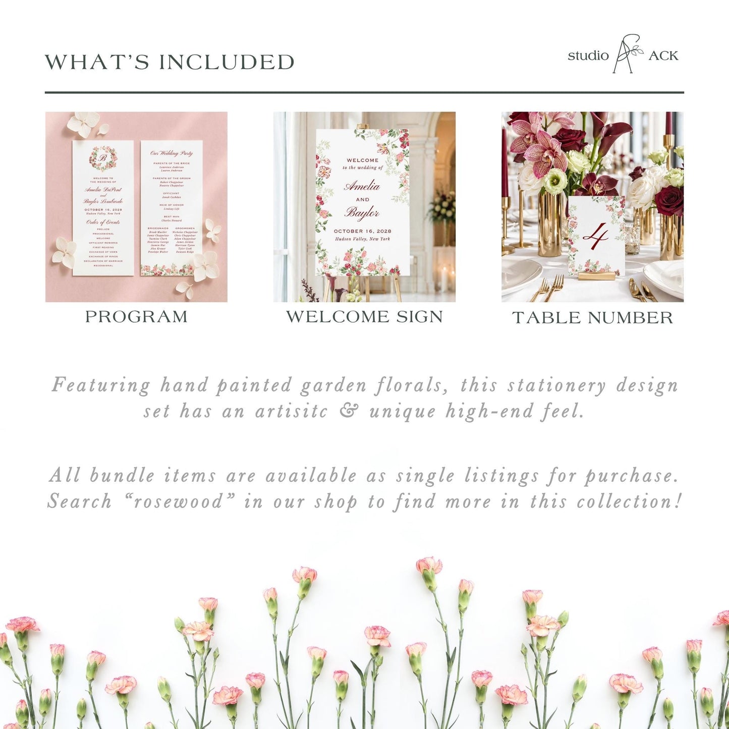 Dusty Pink Floral Wedding Template Bundle