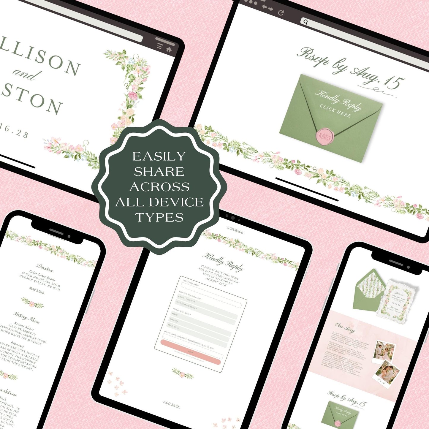 Hand-Painted Floral Wedding Website Template