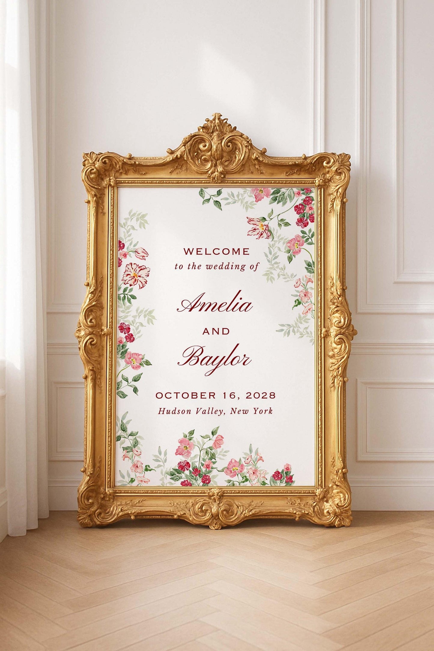 Dusty Pink Floral Wedding Welcome Sign Template