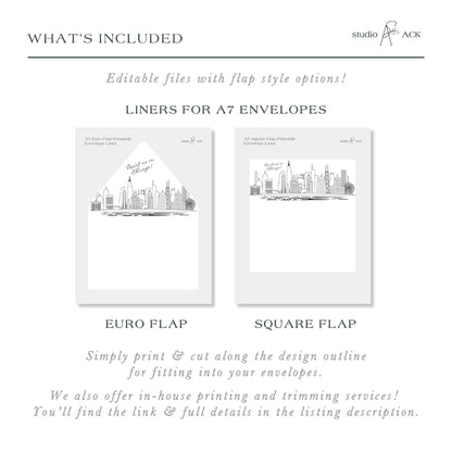 Chicago Skyline Envelope Liner Template