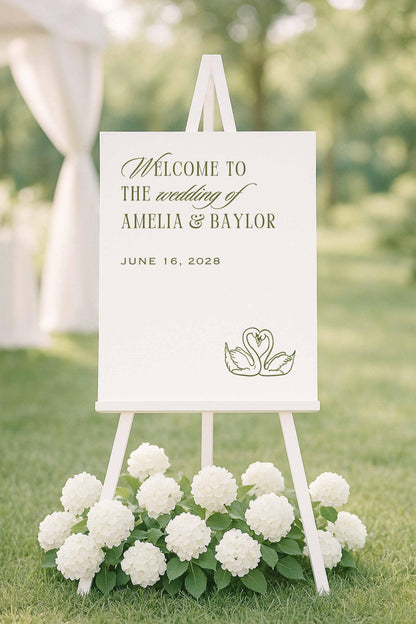 Old Money Striped Wedding Welcome Sign Template