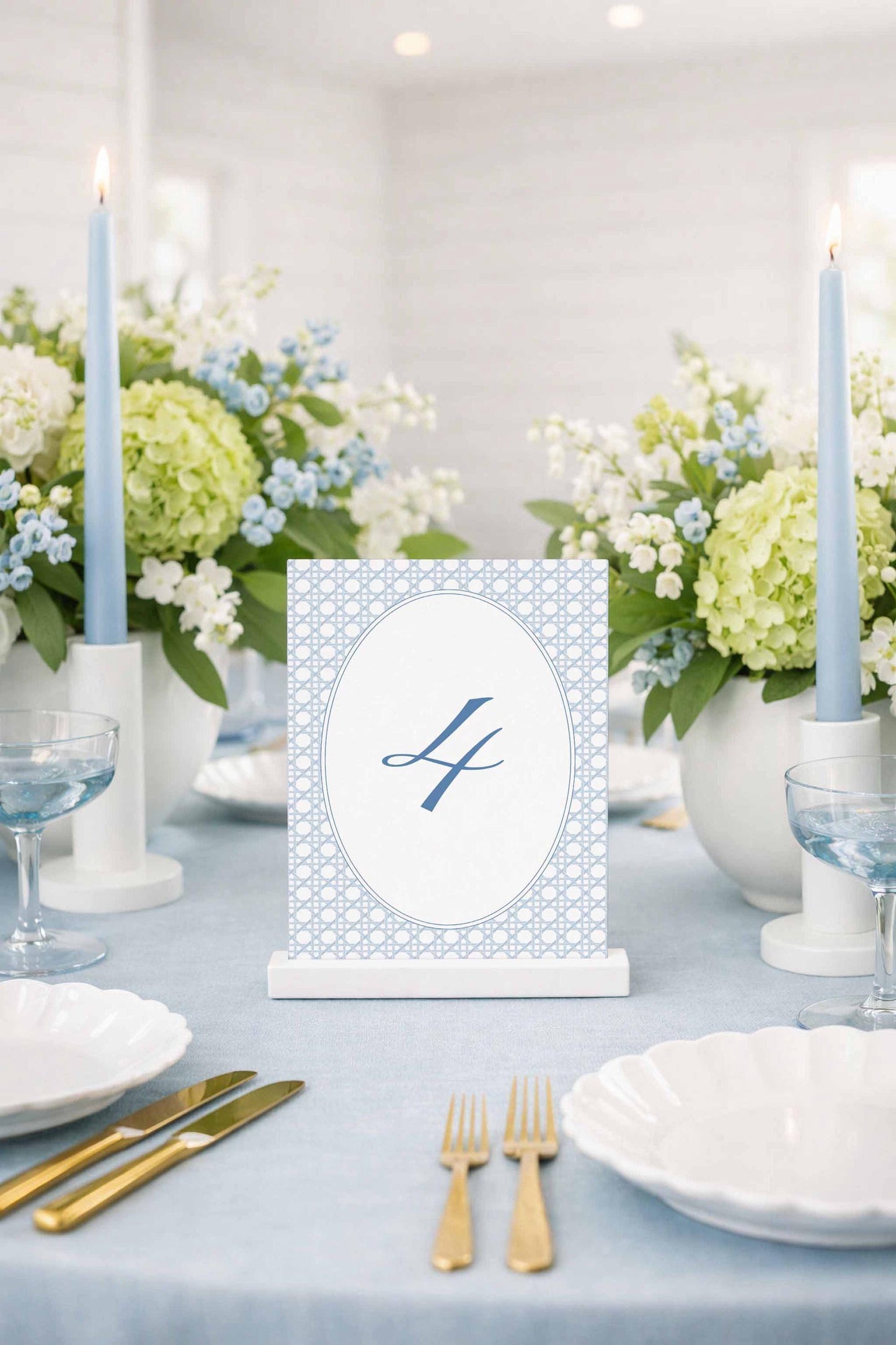 Blue Rattan Wedding Table Number Template