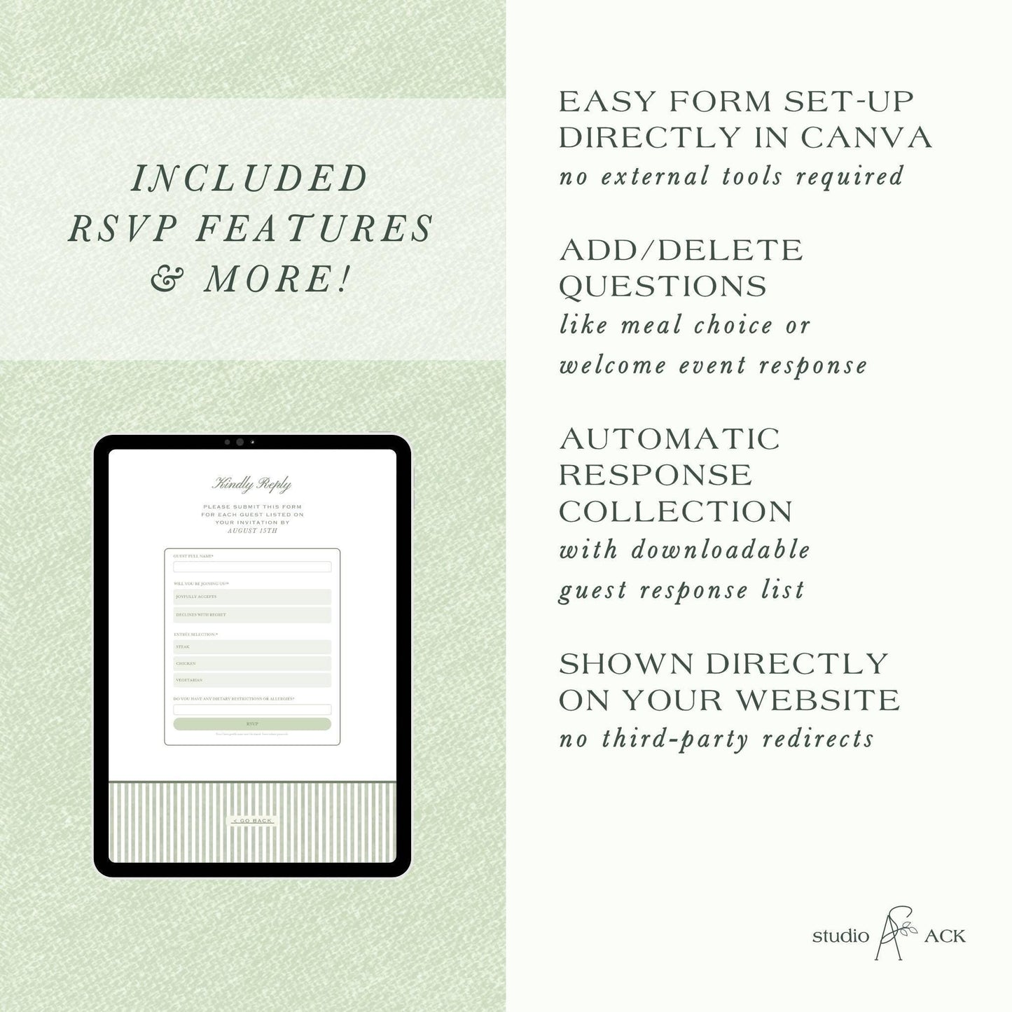 Green Striped Wedding Website Template
